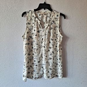Loft Beige Sleeveless Floral Top